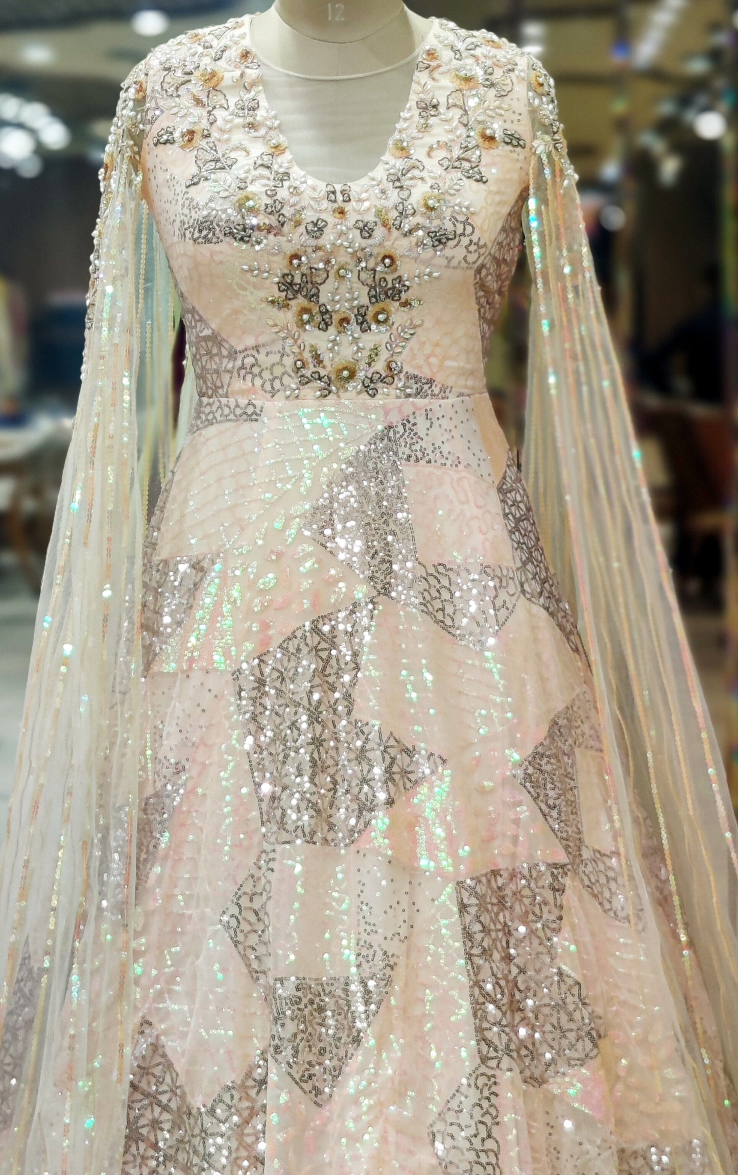 Ethereal Bloom Peach Gown
