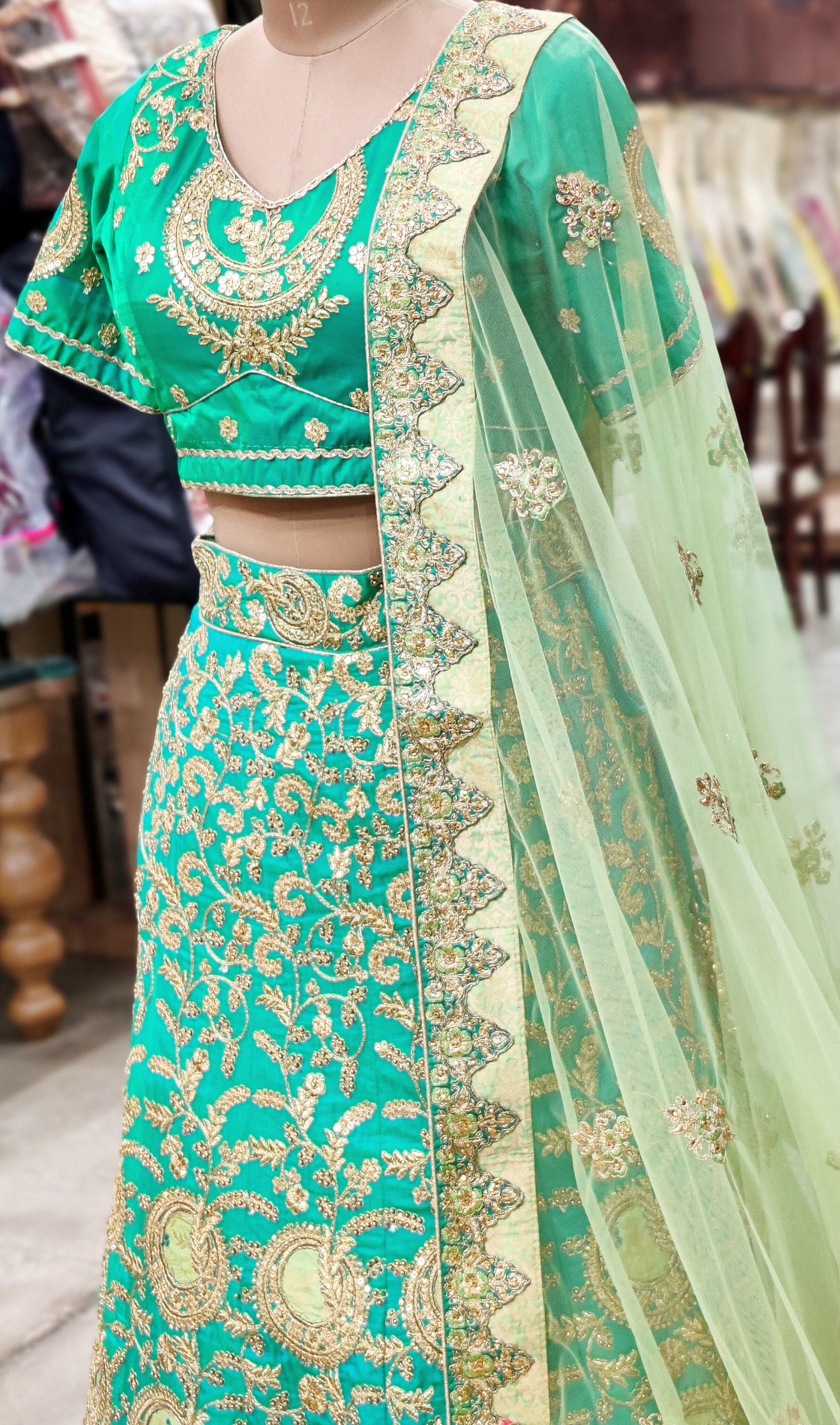 Emerald Green Lehenga Choli – Elegance in Every Twirl