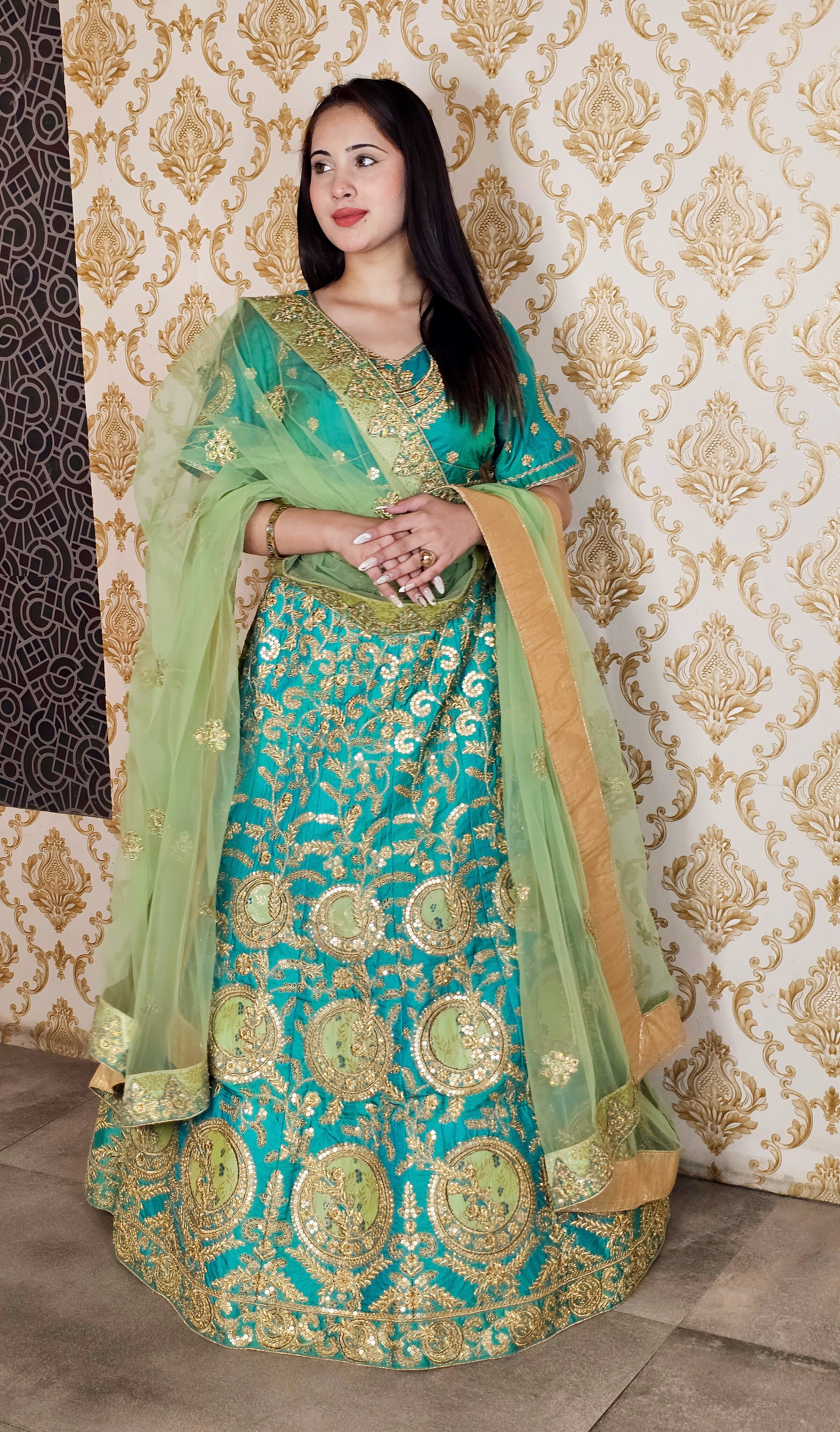 ๐ Regal Green Lehenga Choli