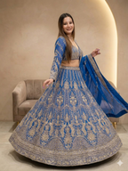 Royal blue embroidered Lengha choli