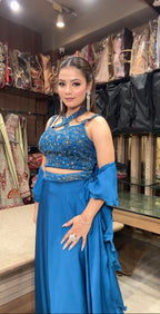 Royal Blue Spiral Dupatta Style Suit – Saluja Store