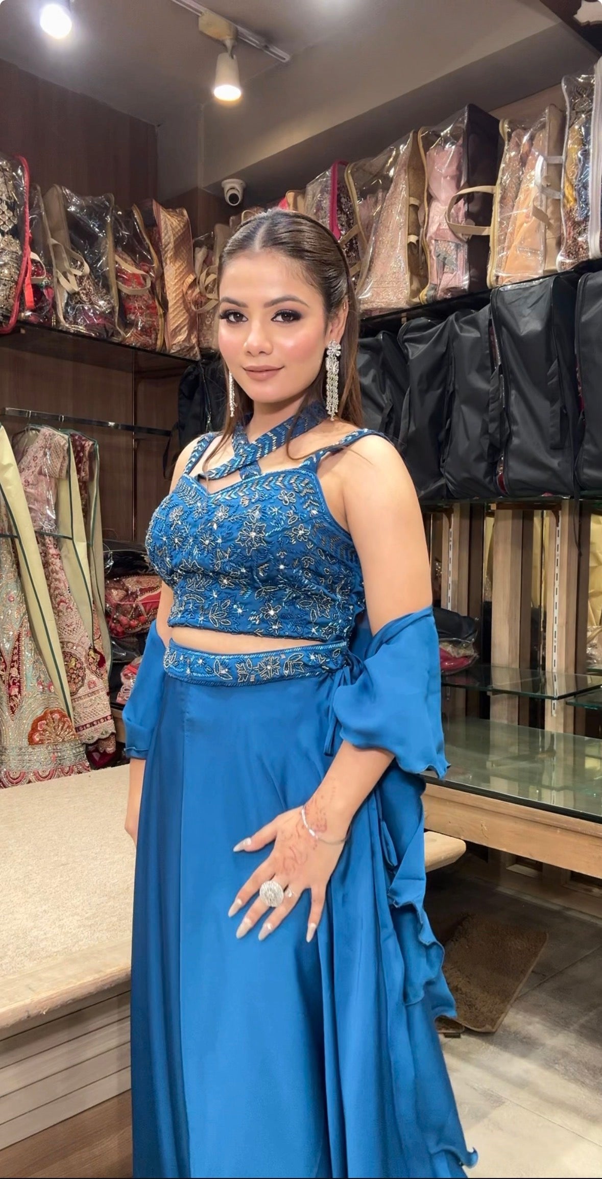 Royal Blue Spiral Dupatta Style Suit – Saluja Store