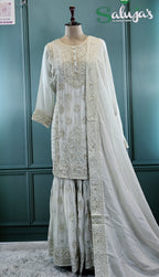 Subtle Light Grey Gharara Suit with Elegant Embroidery
