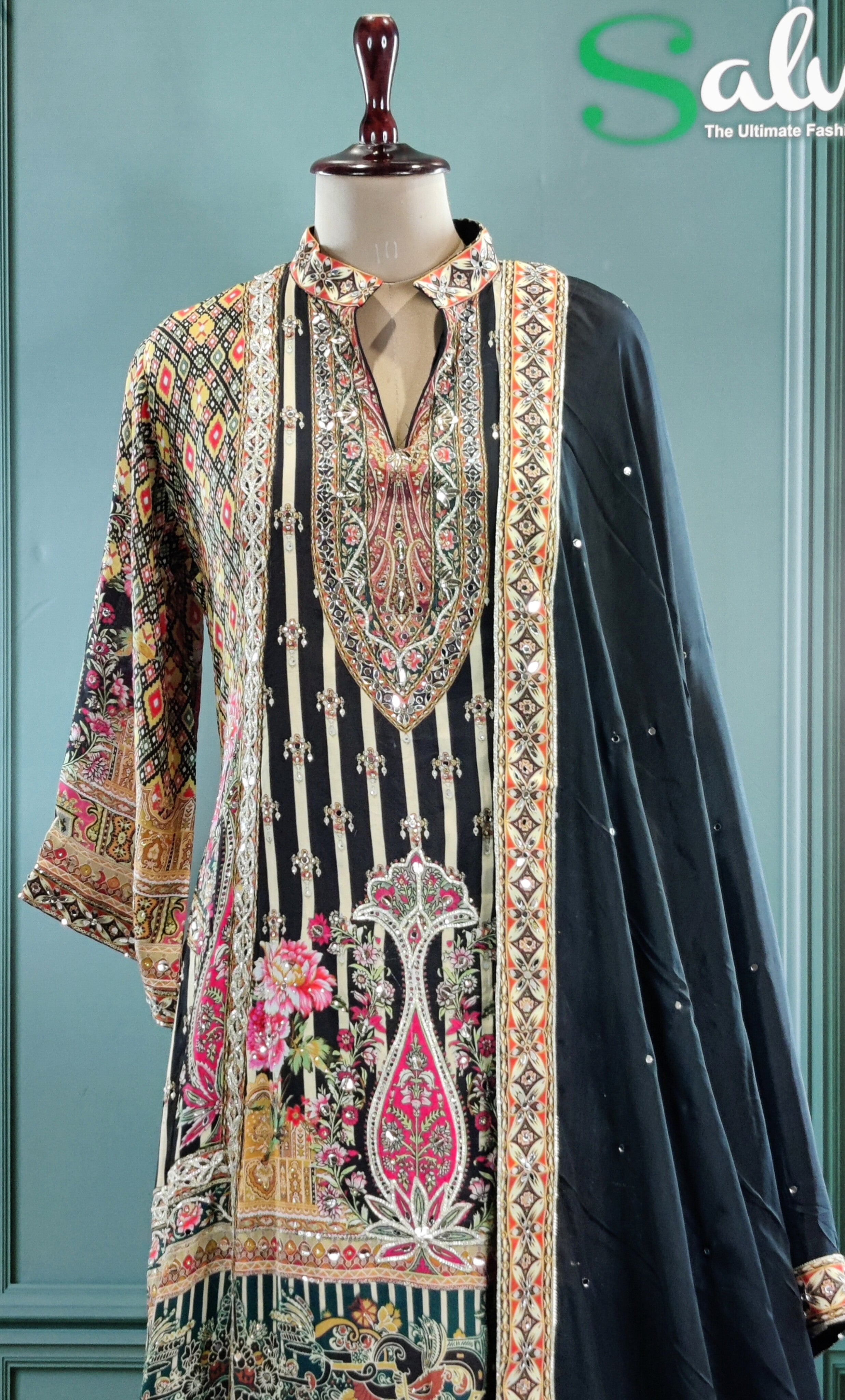 Timeless Black Sharara Suit with Luxe Embellishments