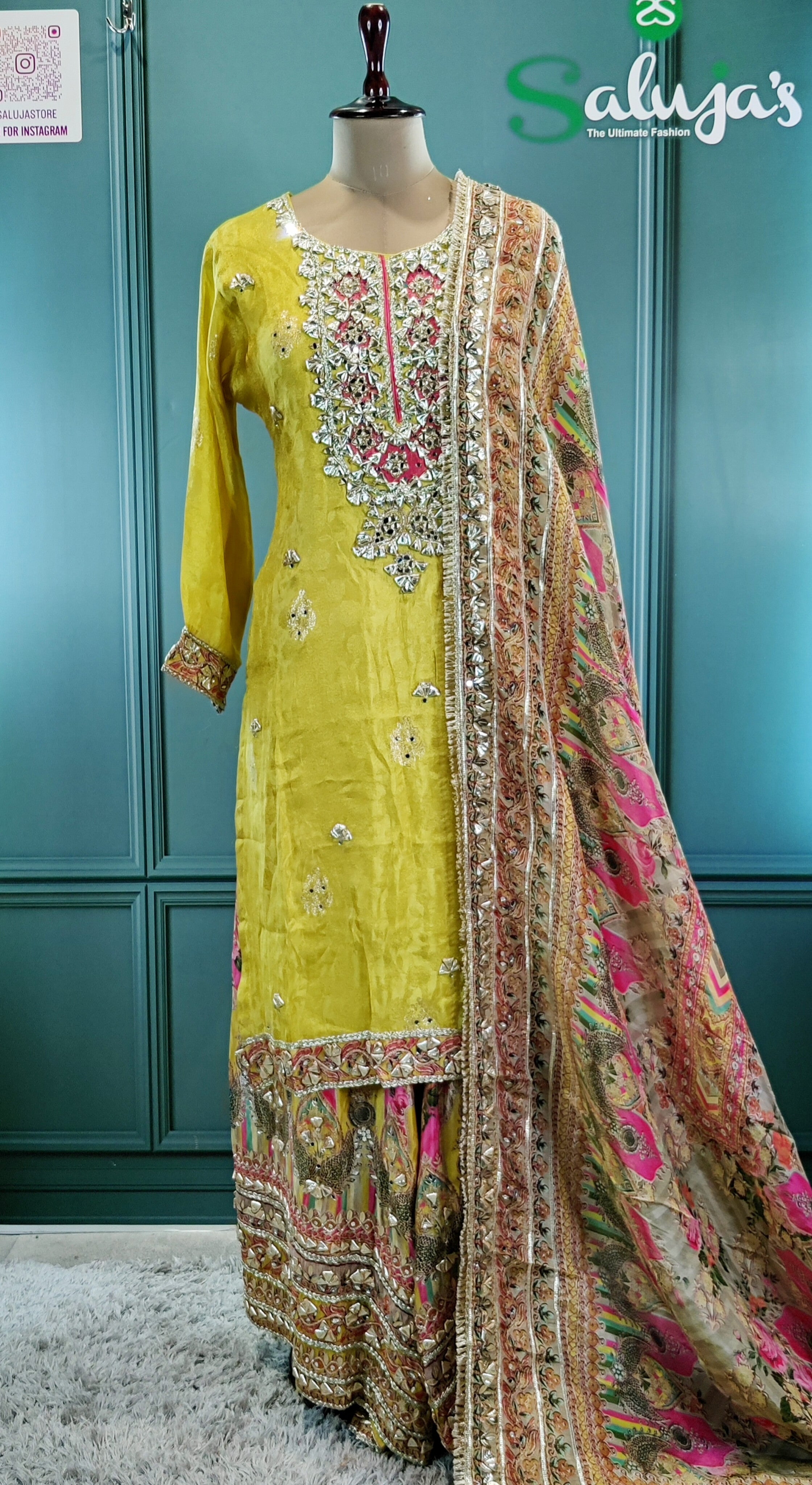 Radiant Lemon Yellow Sharara Suit with Festive Flair