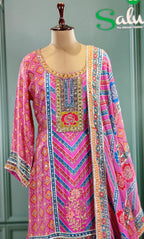 Elegant Blush Pink Sharara Suit with Delicate Embroidery