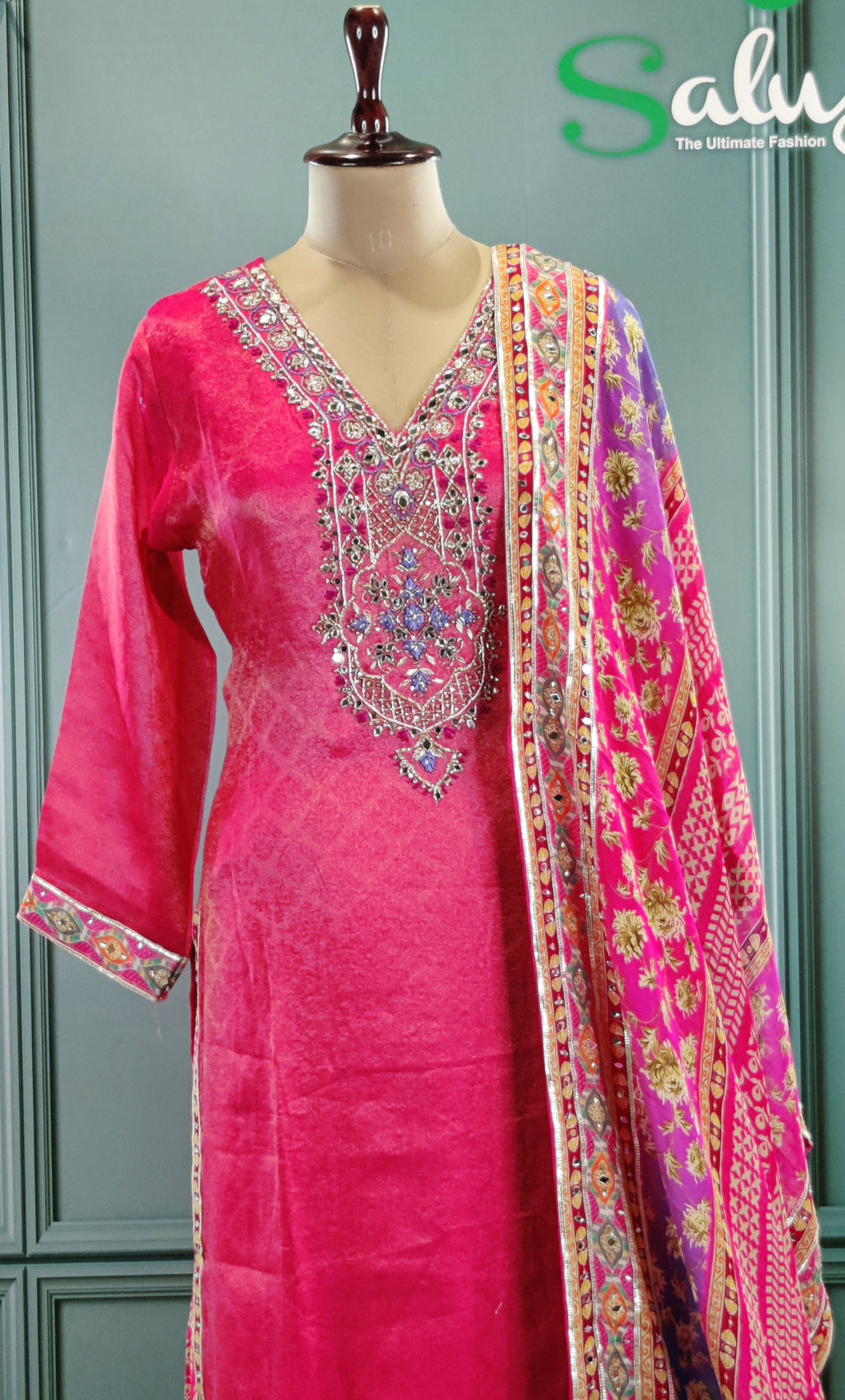 Graceful Pink Sharara Suit with Embellished Detailing