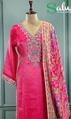 Graceful Pink Sharara Suit with Embellished Detailing