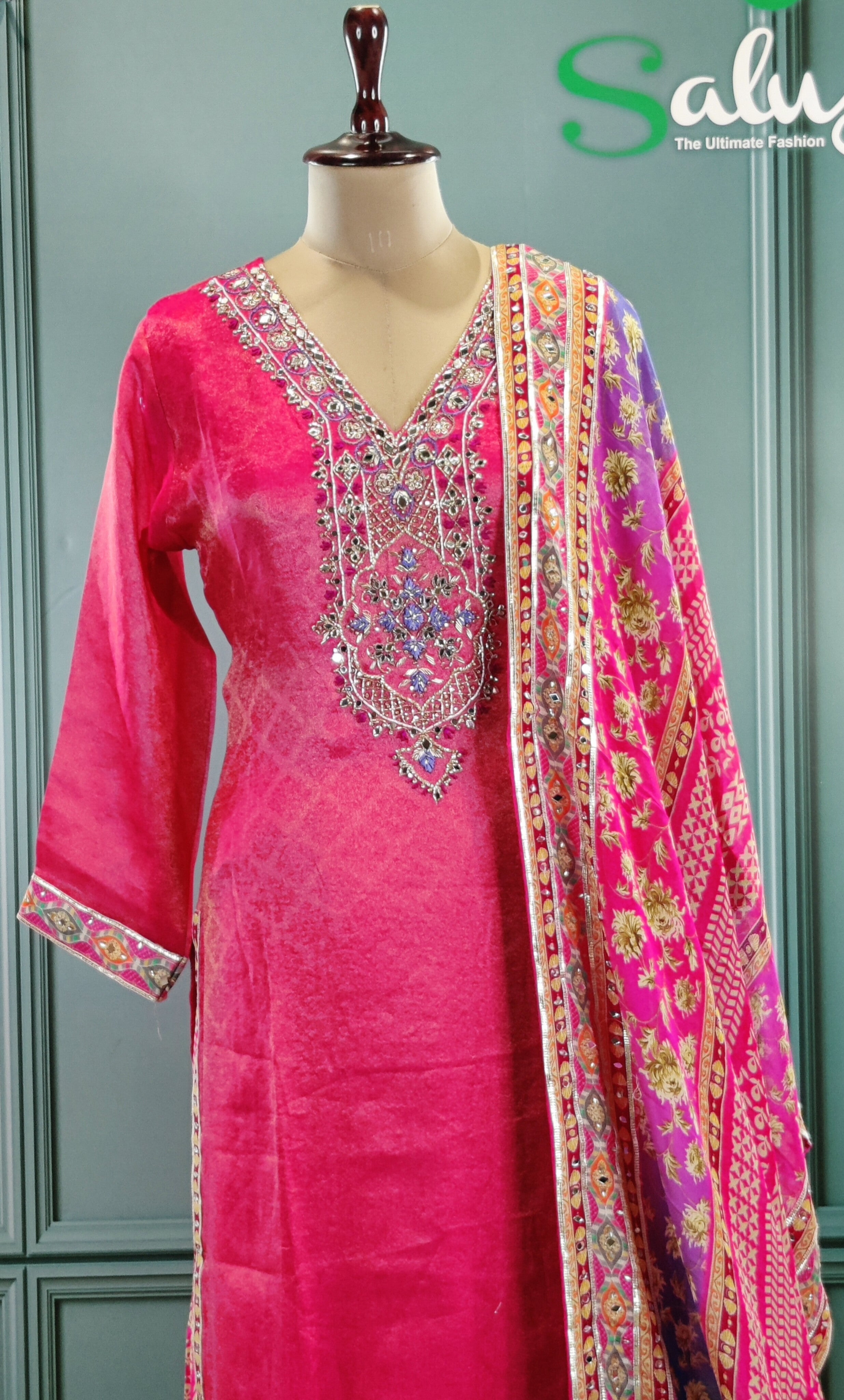 Graceful Pink Sharara Suit with Embellished Detailing