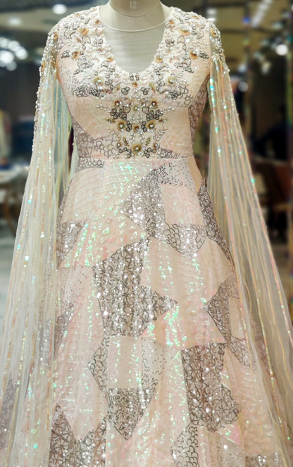 Ethereal Bloom Peach  Gown