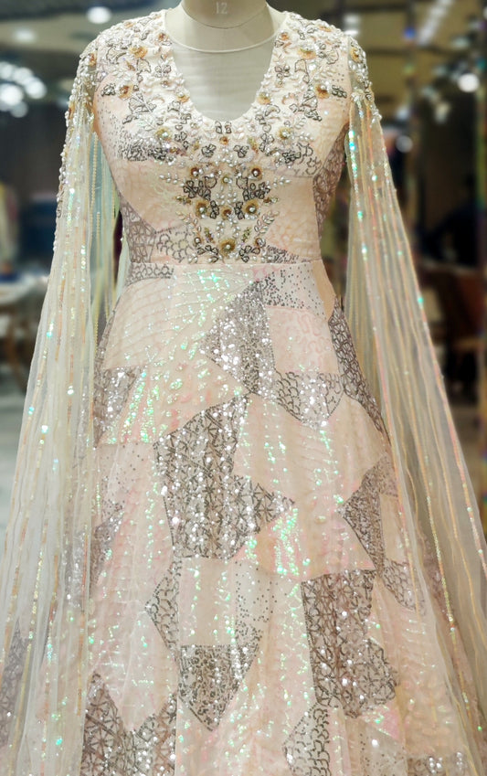 Ethereal Bloom Peach  Gown
