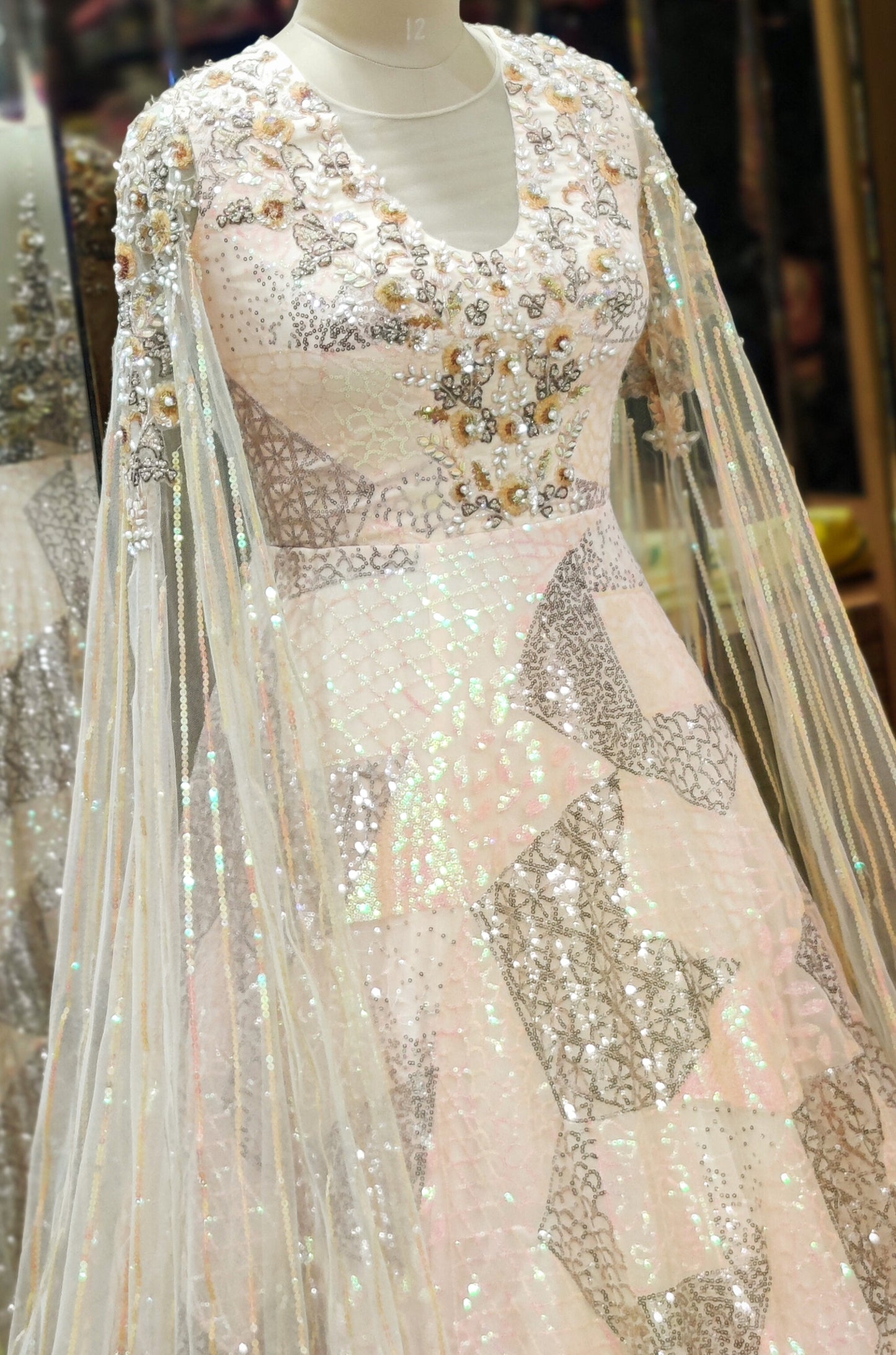 Ethereal Bloom Peach  Gown