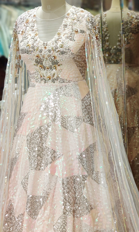Ethereal Bloom Peach  Gown