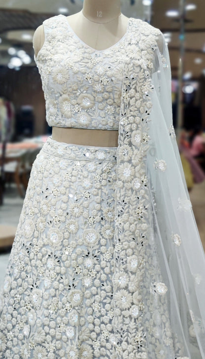 Charm Sky Blue Handcrafted Lehenga Choli