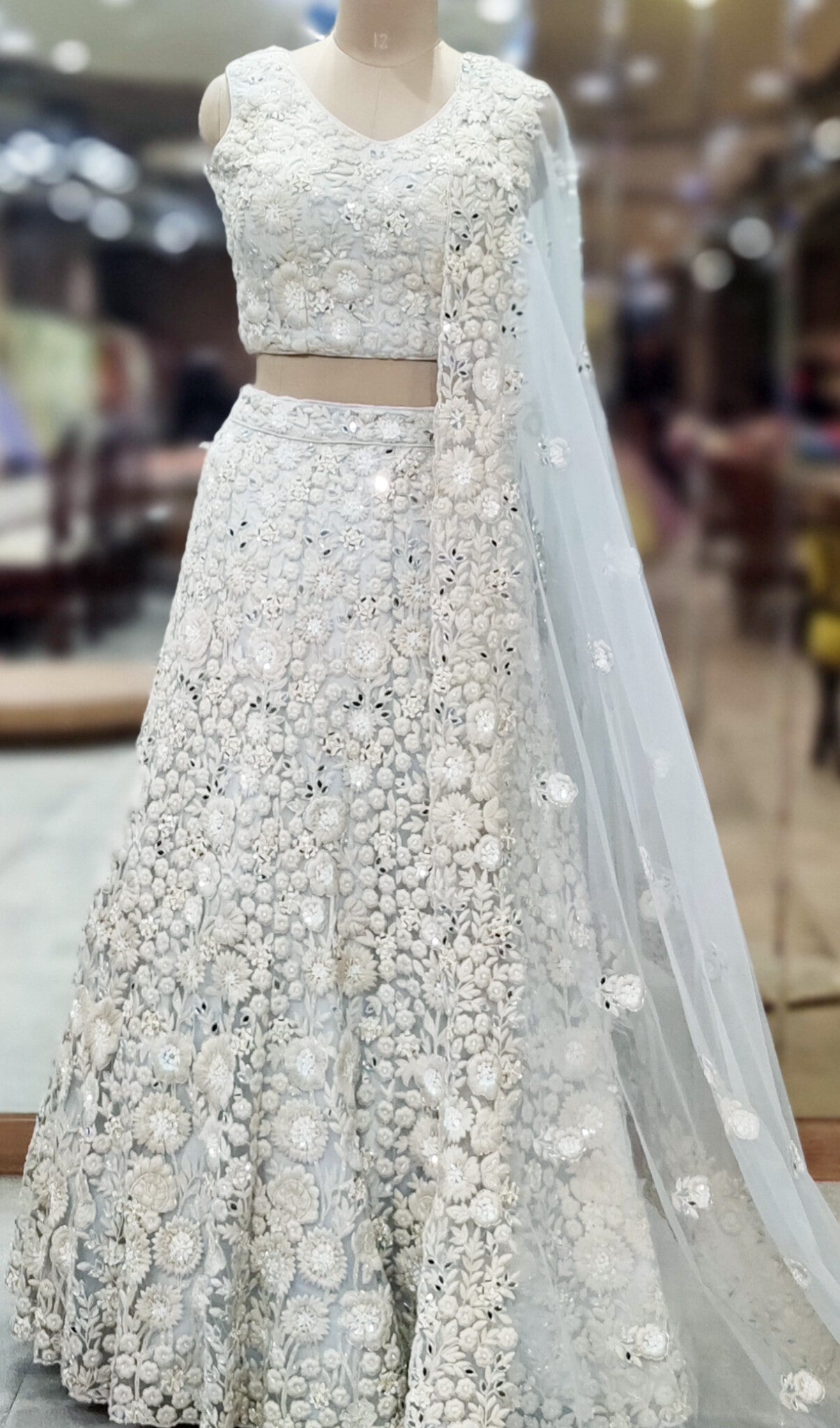 Charm Sky Blue Handcrafted Lehenga Choli