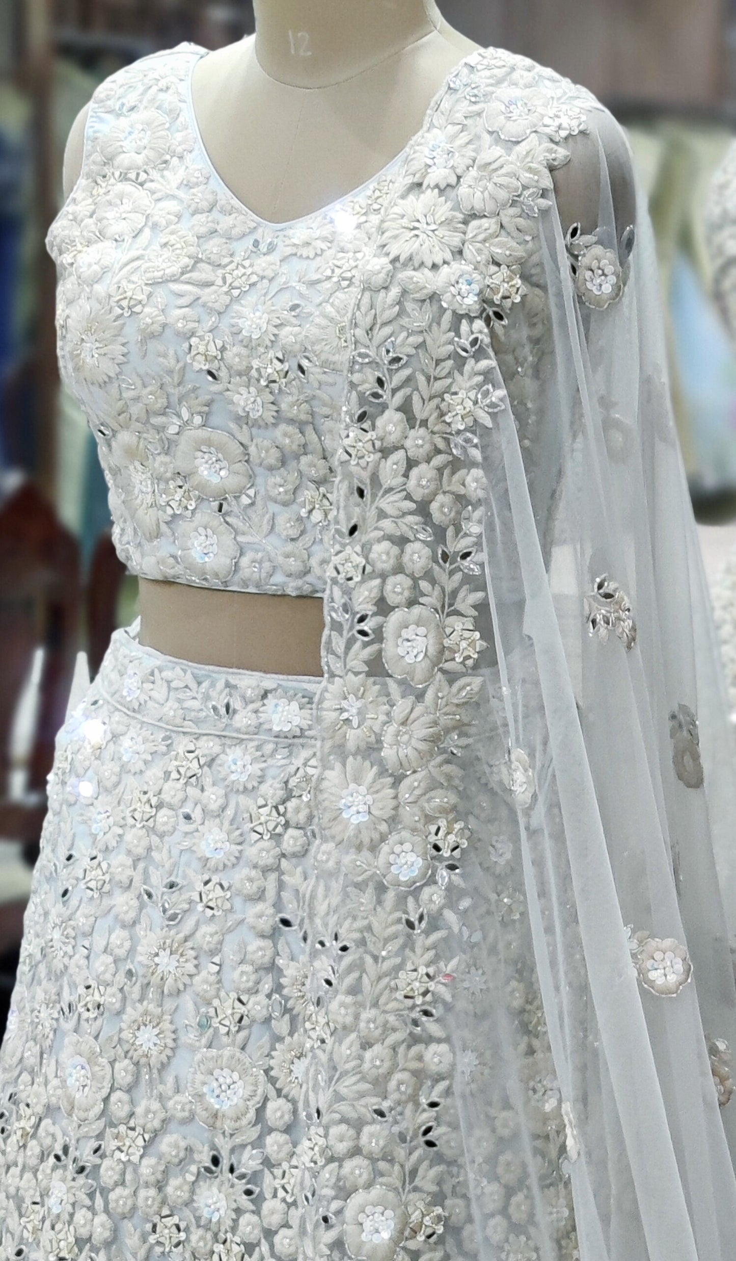 Charm Sky Blue Handcrafted Lehenga Choli