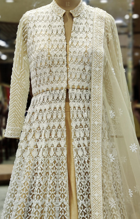 Champagne Aura Luxe Beige Indo-Western Ensemble