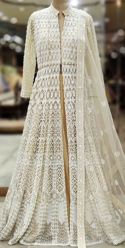 Champagne Aura Luxe Beige Indo-Western Ensemble