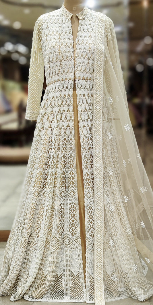 Champagne Aura Luxe Beige Indo-Western Ensemble