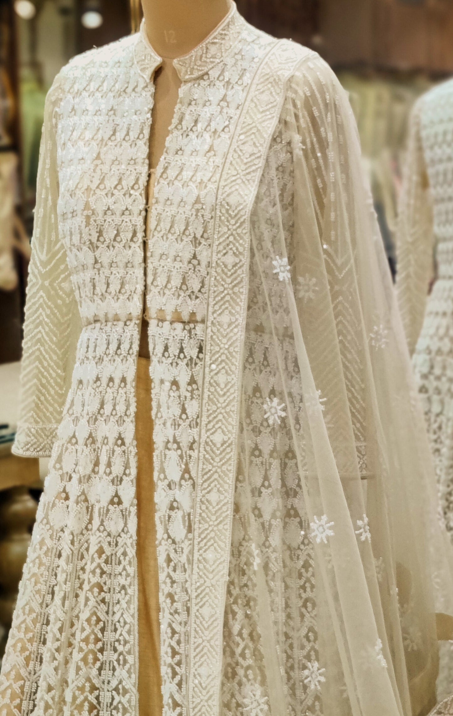 Champagne Aura Luxe Beige Indo-Western Ensemble