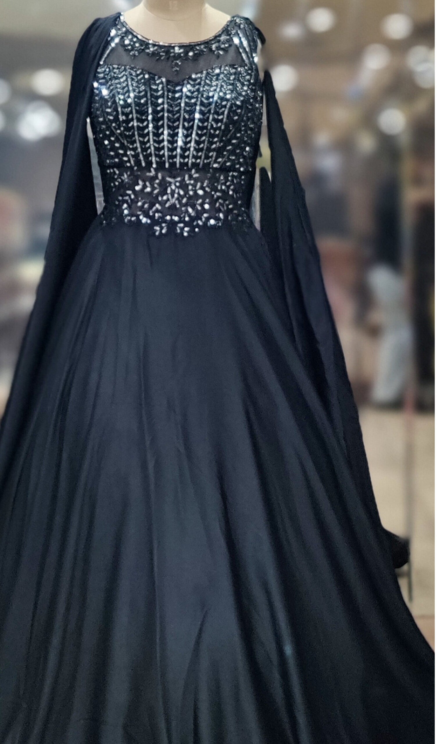 Noir Elegance Handcrafted Black Gown