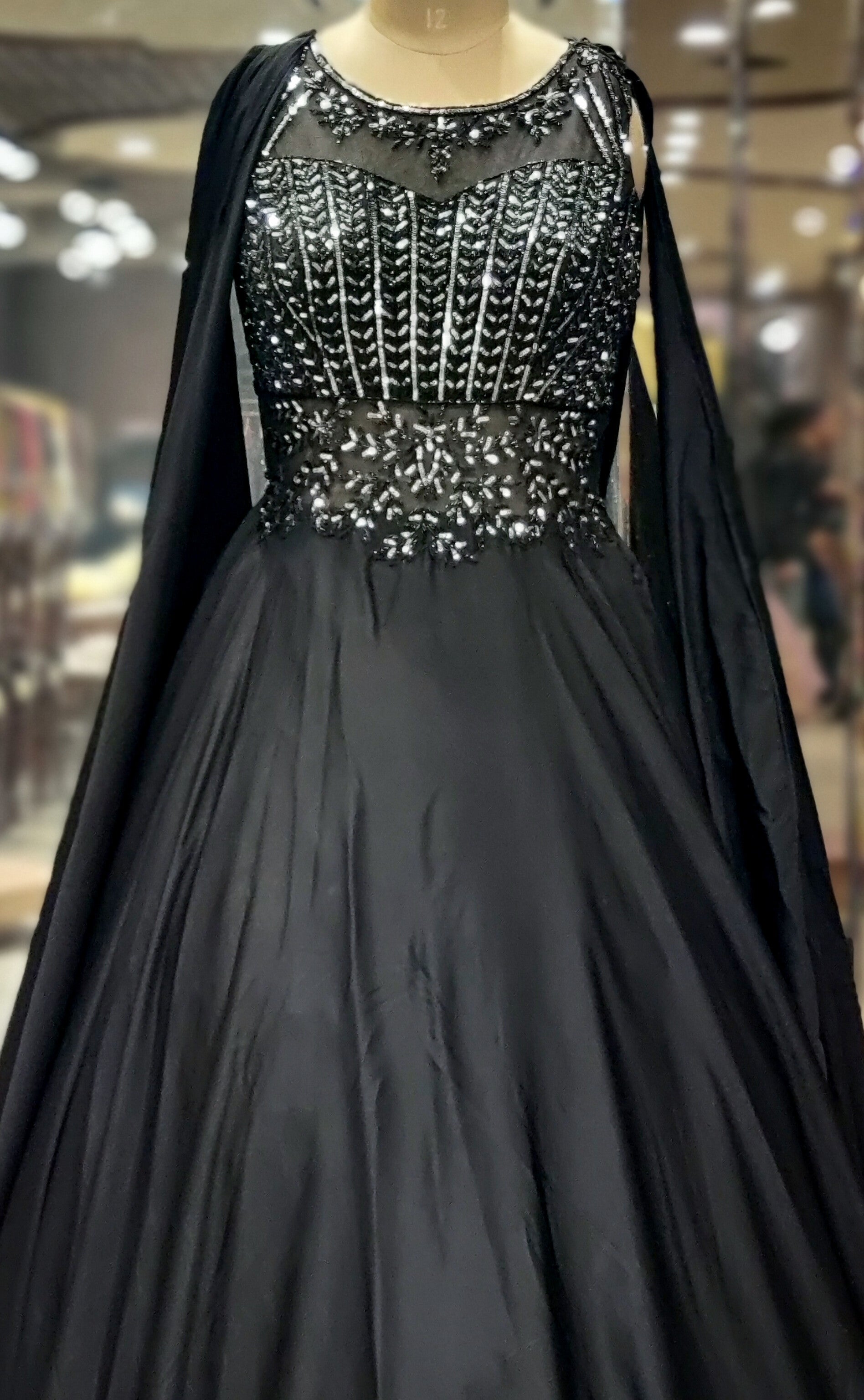 Noir Elegance Handcrafted Black Gown