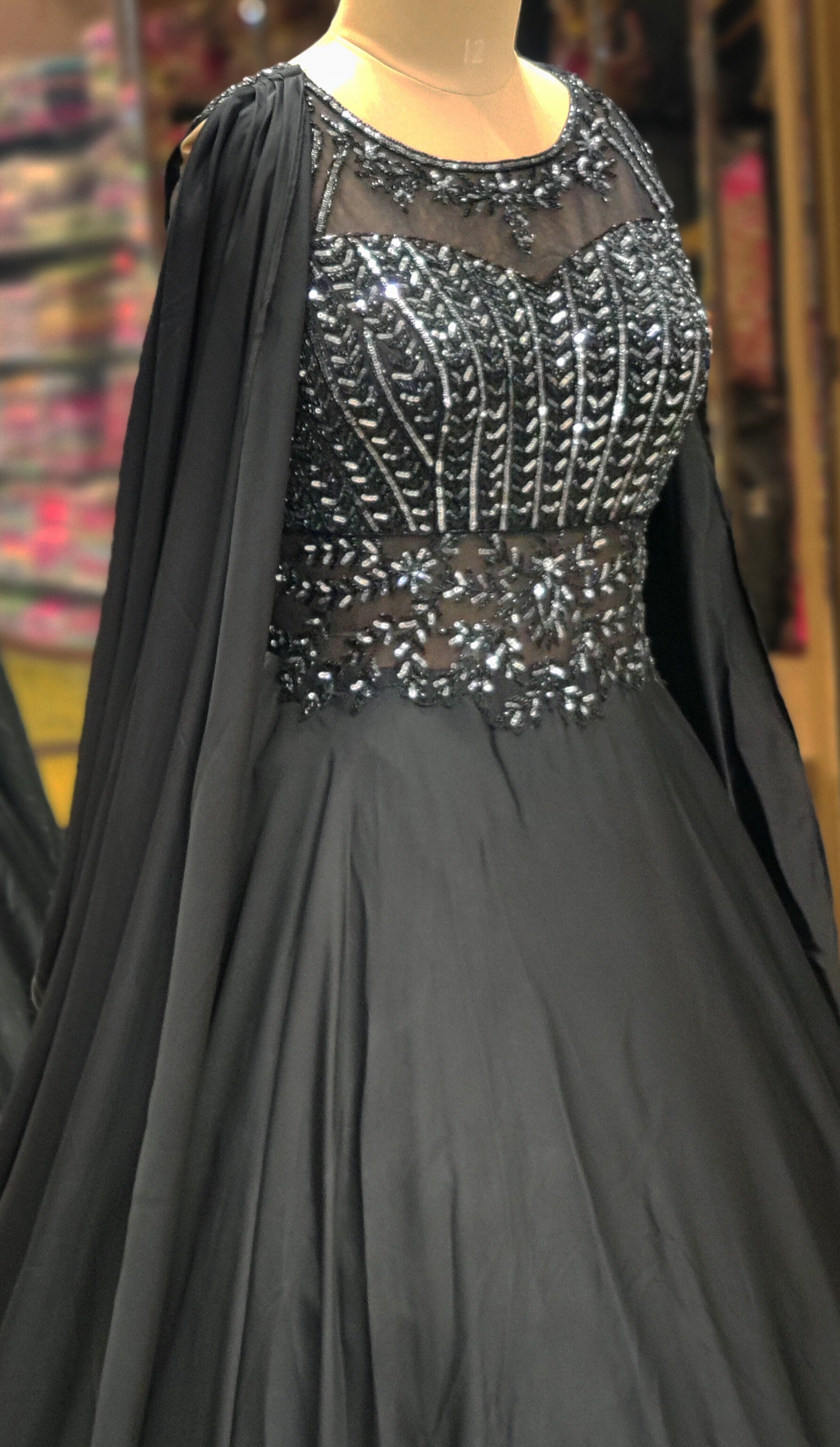 Noir Elegance Handcrafted Black Gown