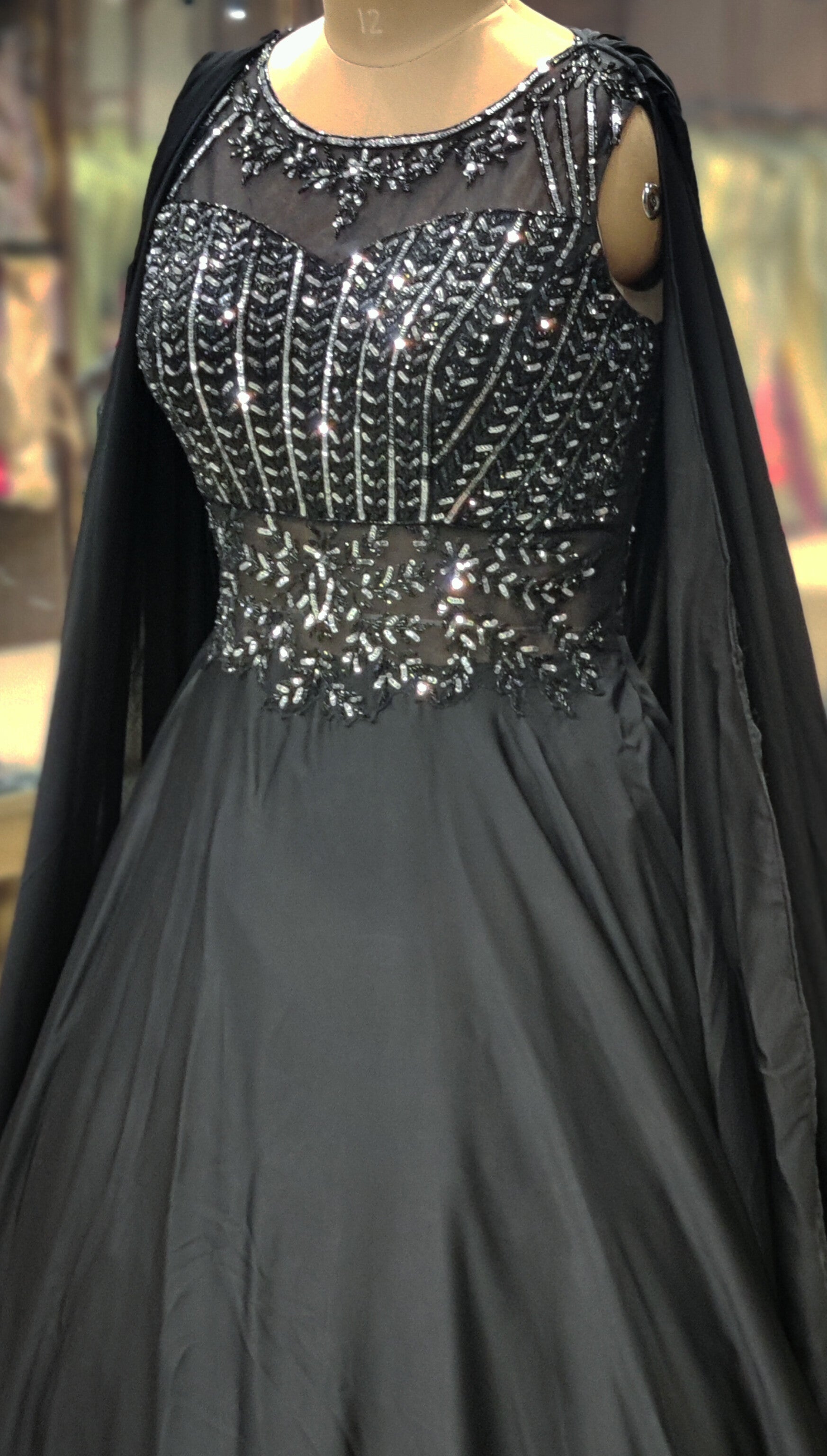 Noir Elegance Handcrafted Black Gown