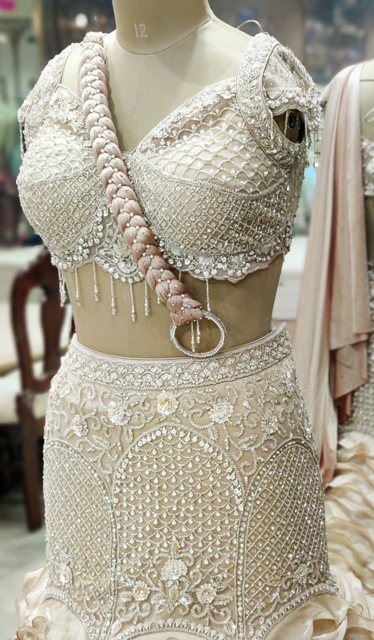 Blush Curve Peach Pink Fish Cut Lehenga Choli