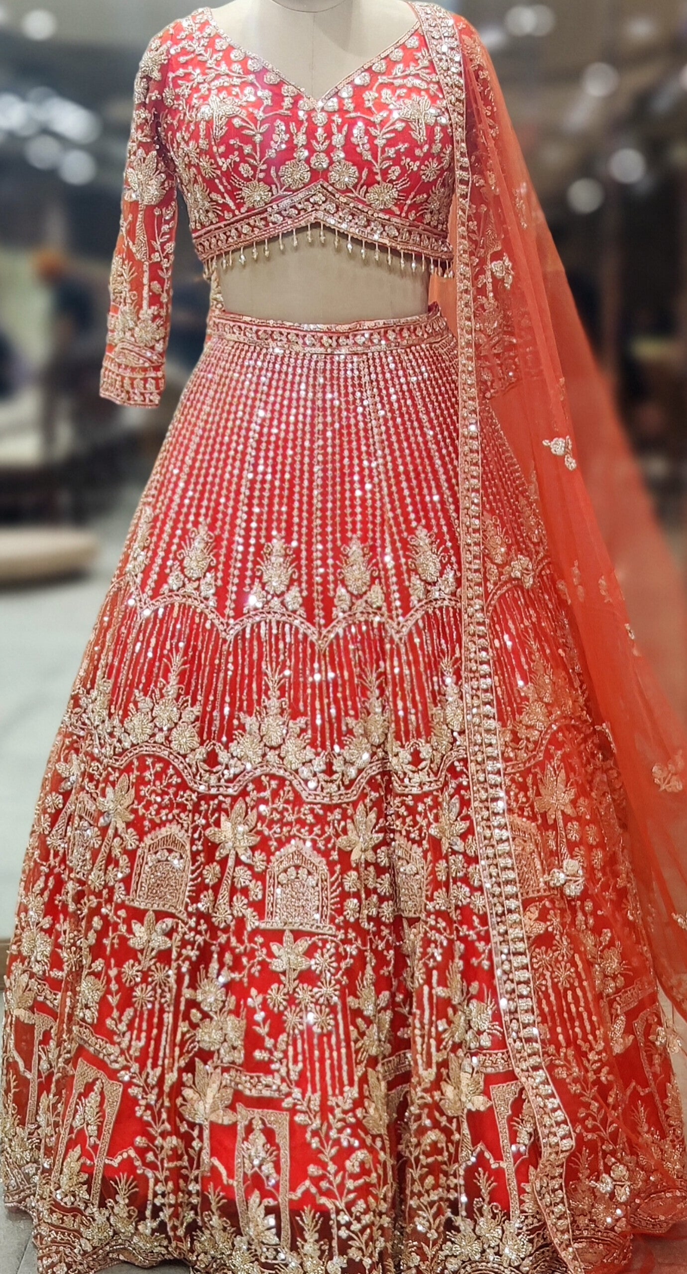 Embroidered Orange Lehenga Choli