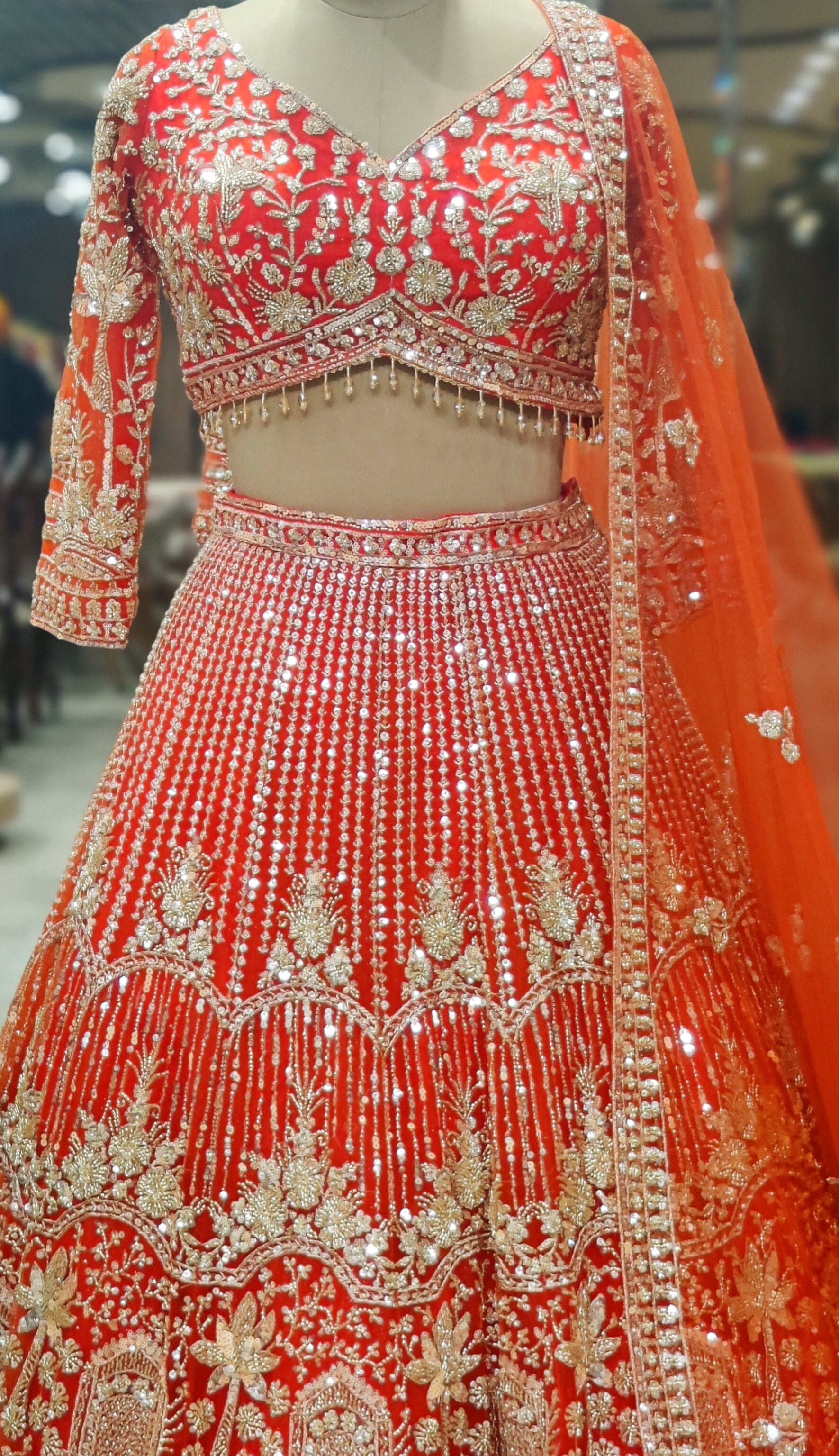 Embroidered Orange Lehenga Choli