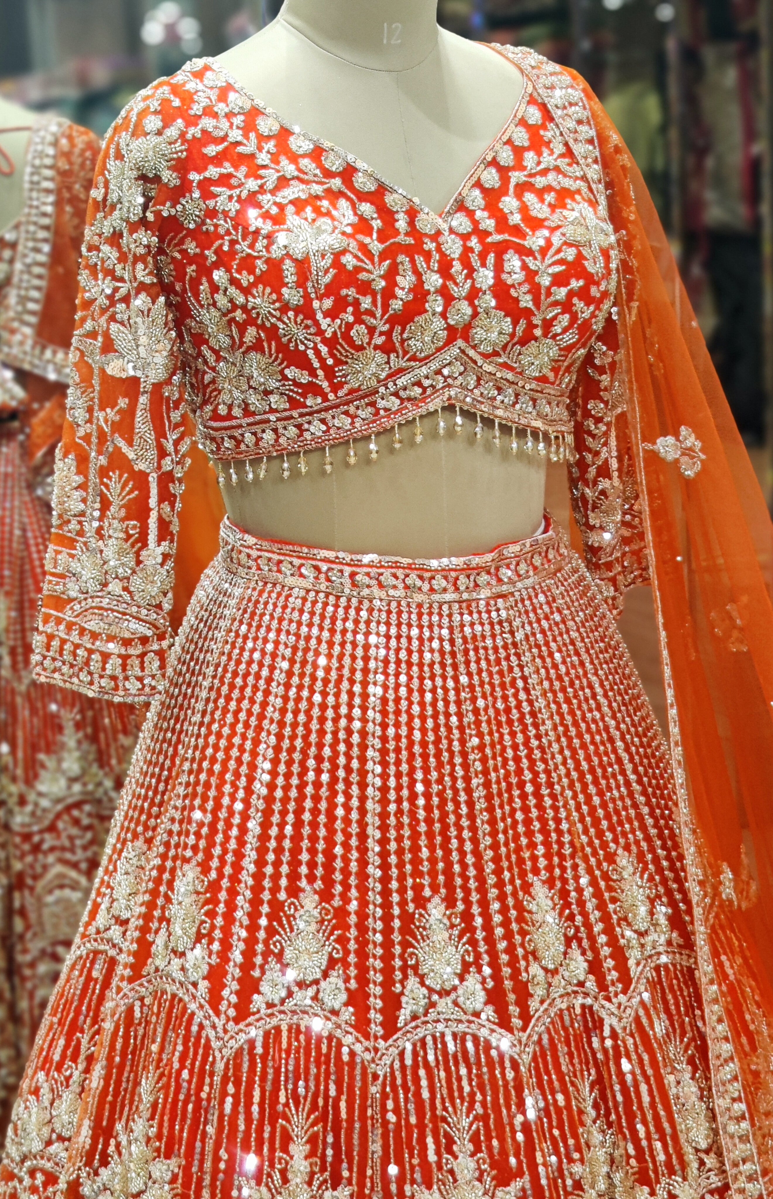 Embroidered Orange Lehenga Choli