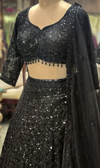Noir Majesty Handcrafted Black Lehenga Choli