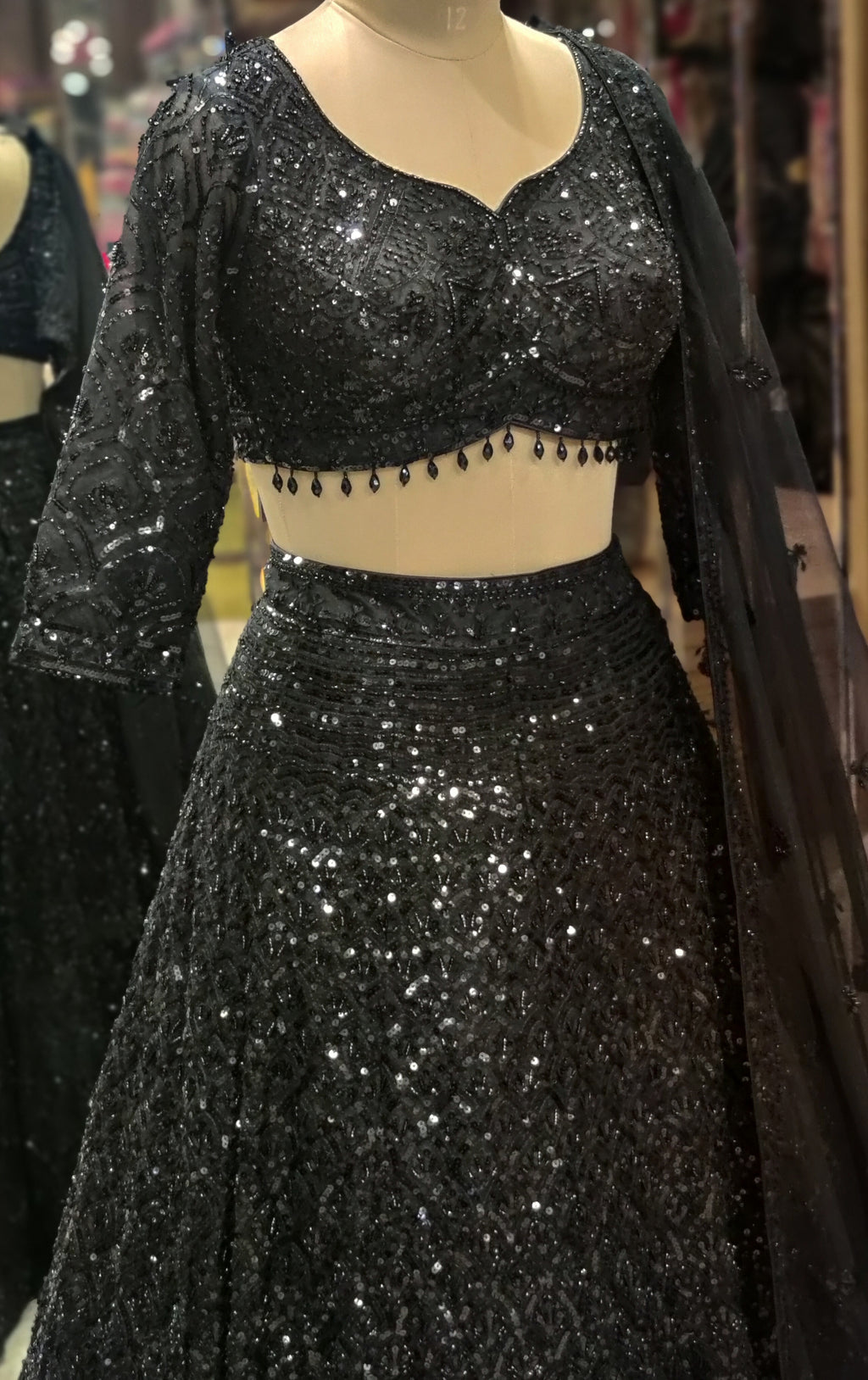 Noir Majesty Handcrafted Black Lehenga Choli