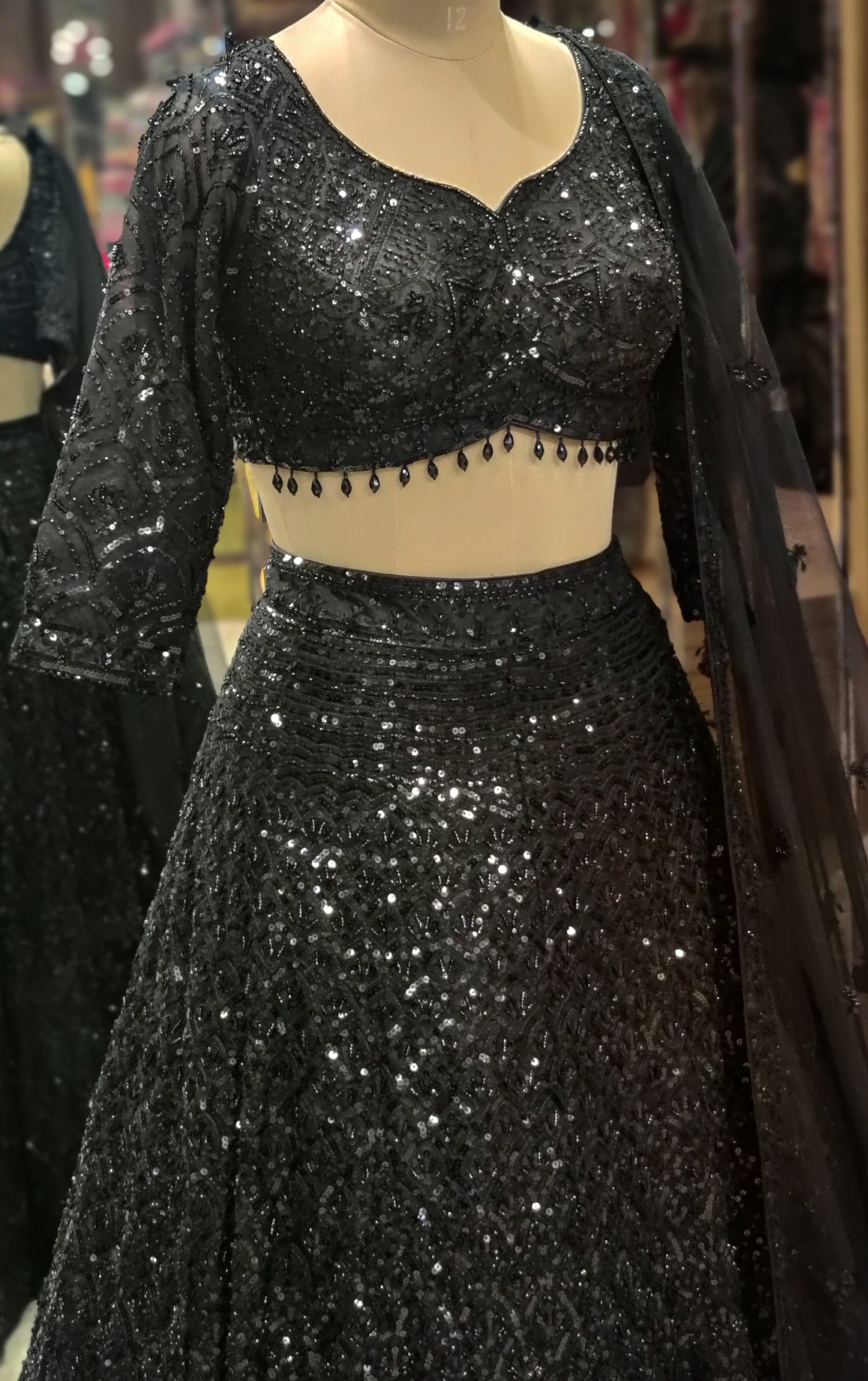Noir Majesty Handcrafted Black Lehenga Choli