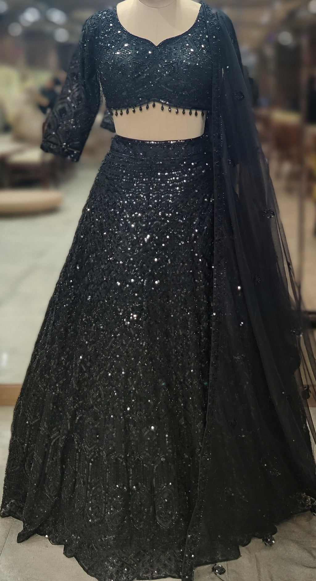 Noir Majesty Handcrafted Black Lehenga Choli