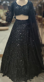 Noir Majesty Handcrafted Black Lehenga Choli