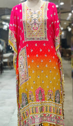 Majenta & Yellow Kaftan Suit