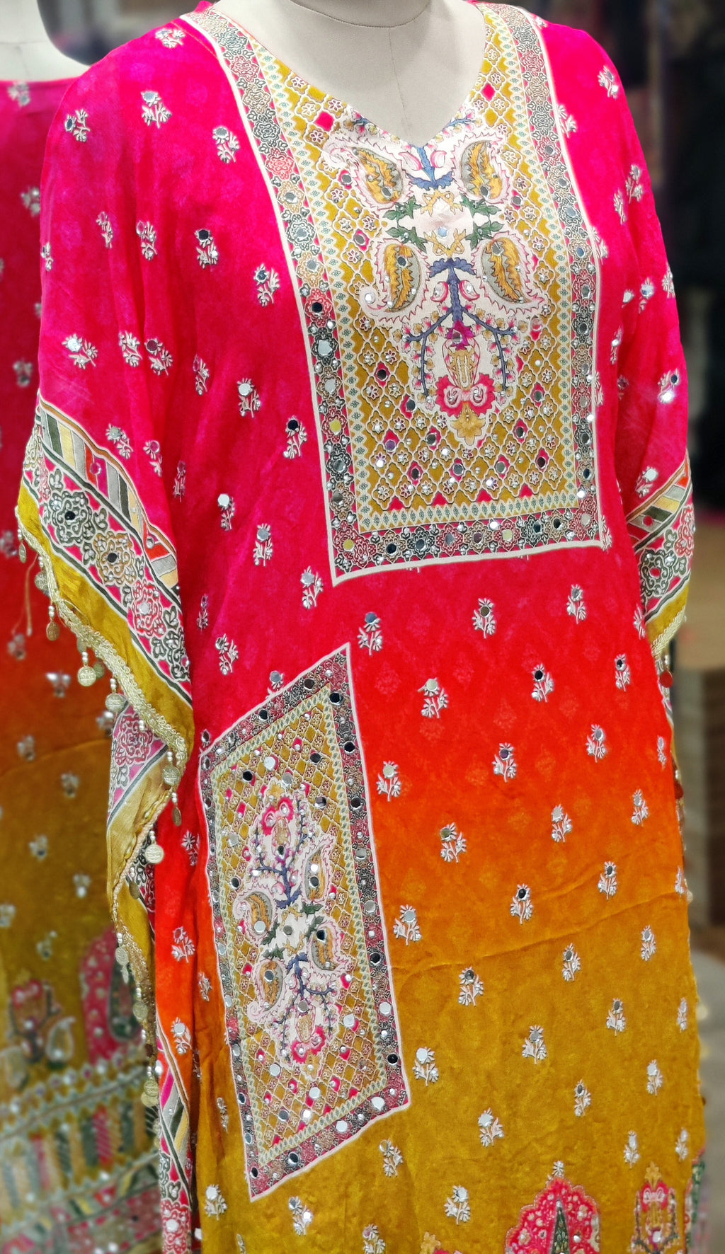 Majenta & Yellow Kaftan Suit