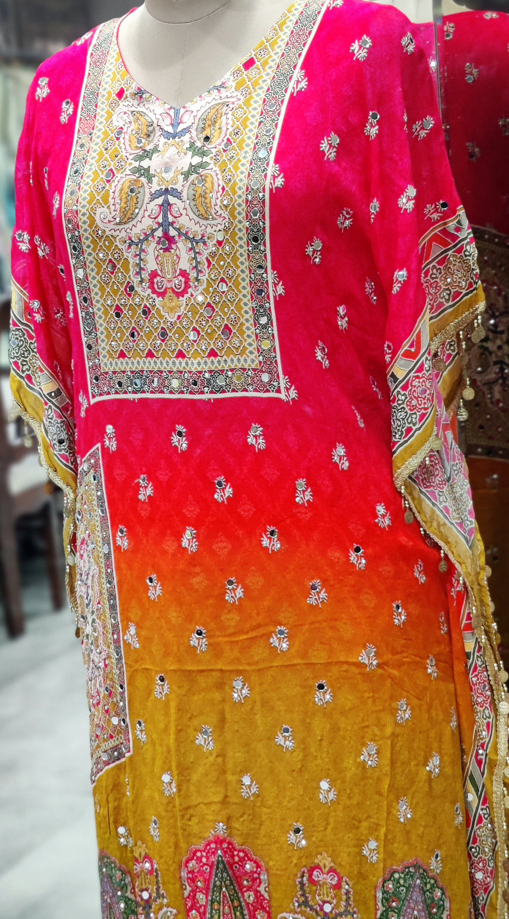 Majenta & Yellow Kaftan Suit