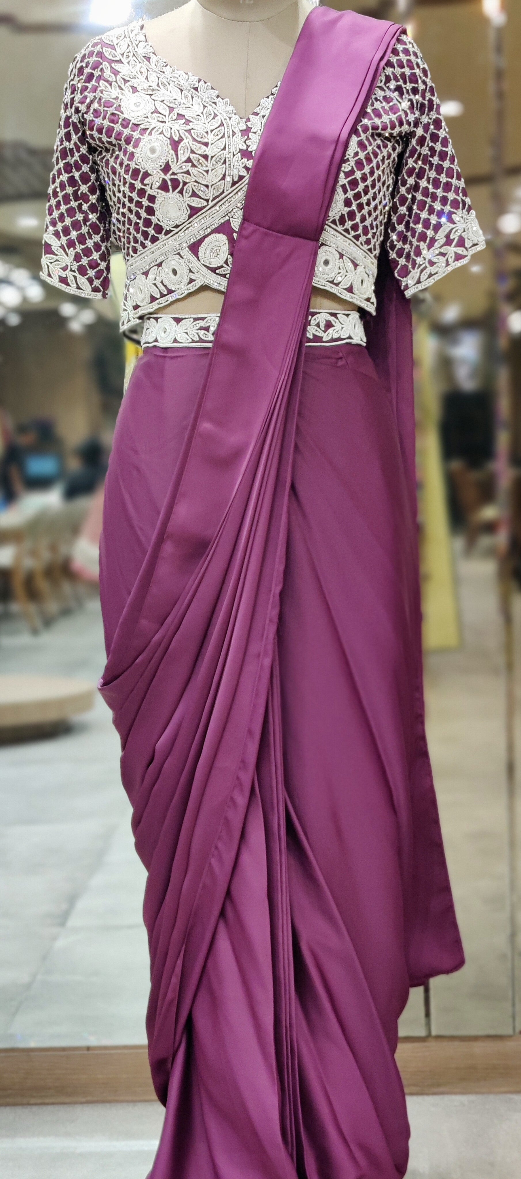 Luxe Wine Draped Saree