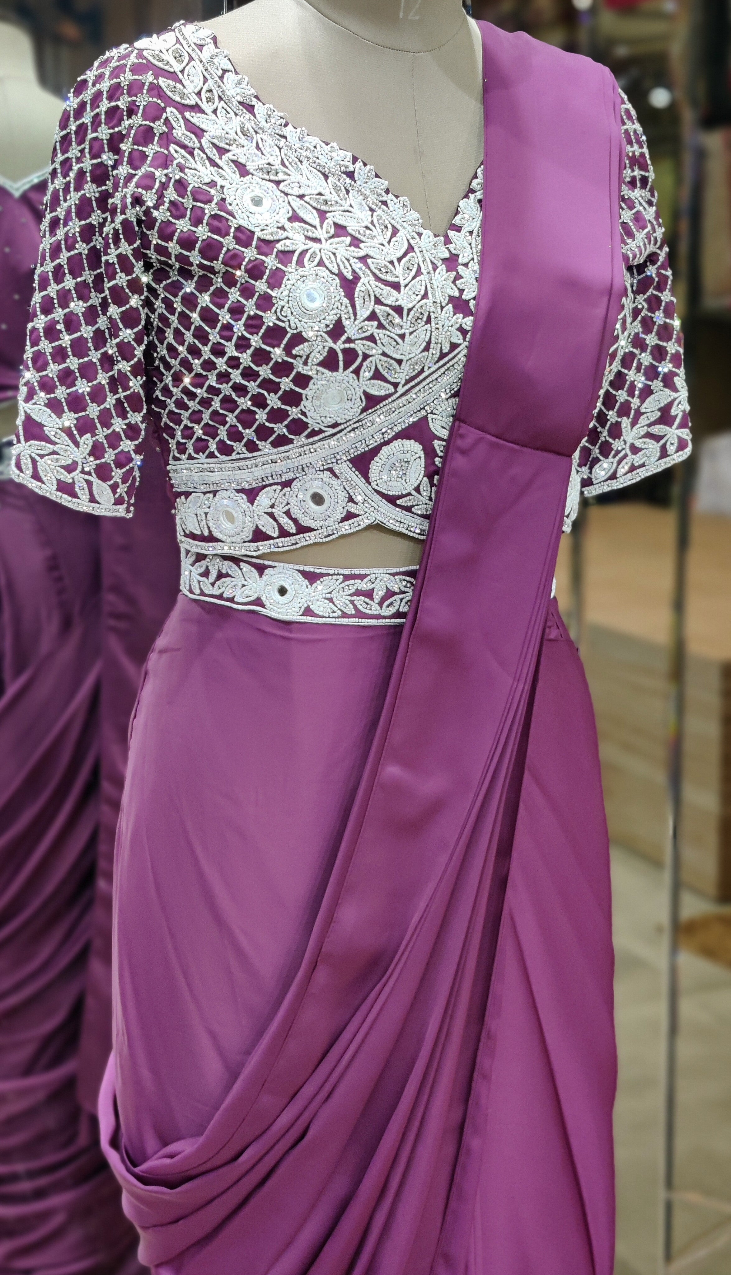 Luxe Wine Draped Saree