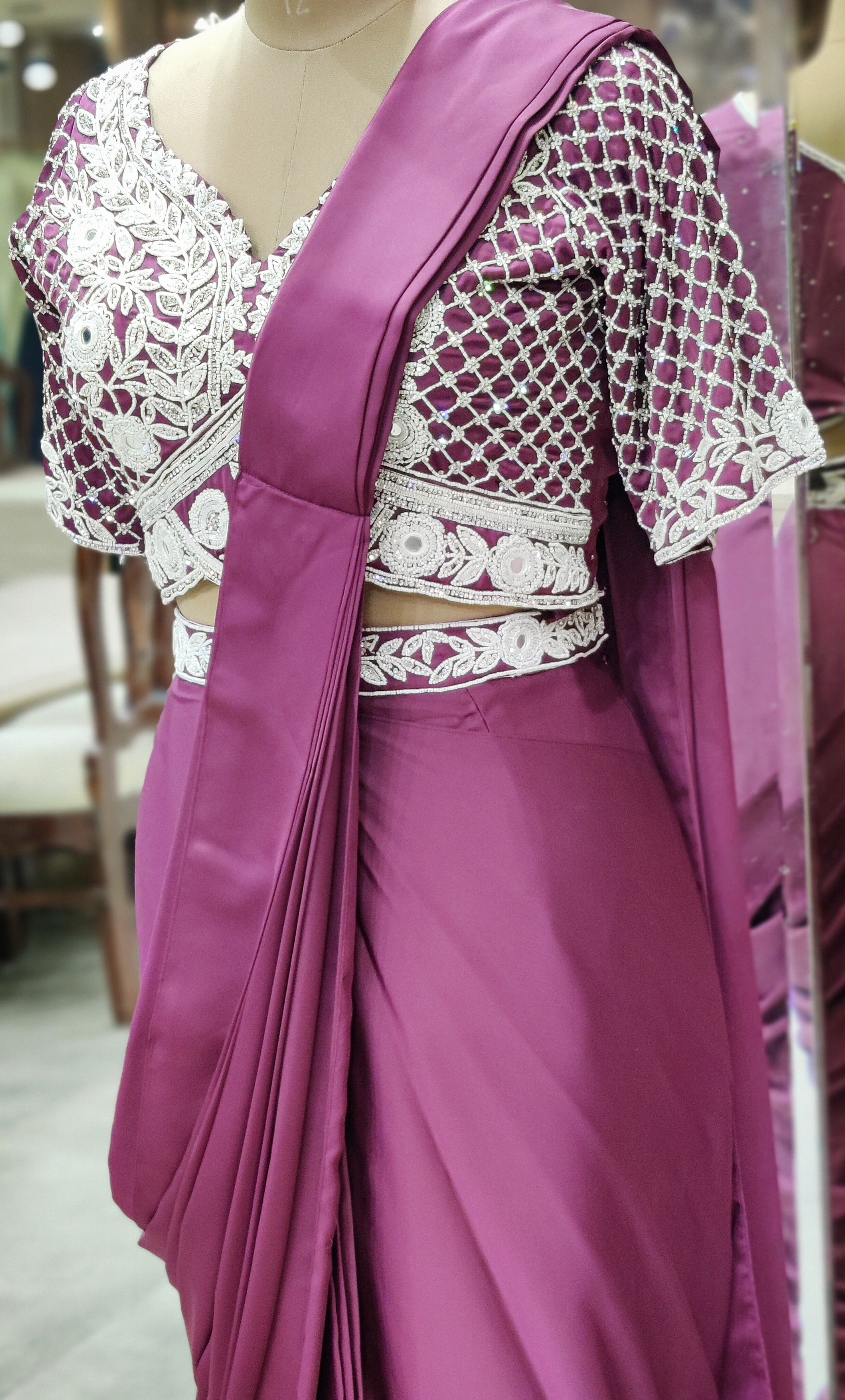 Luxe Wine Draped Saree