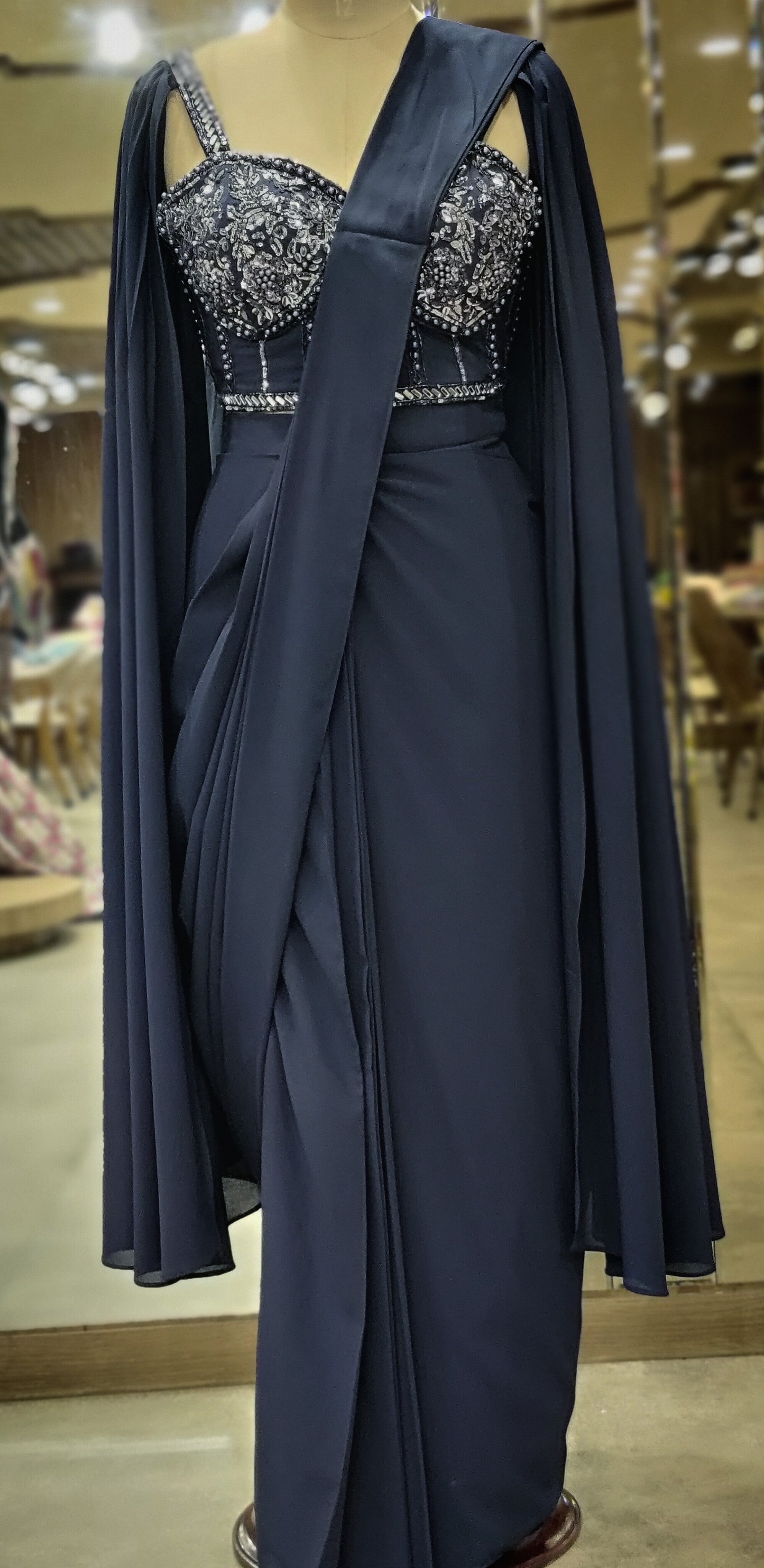 Luxe Navy Draped Saree