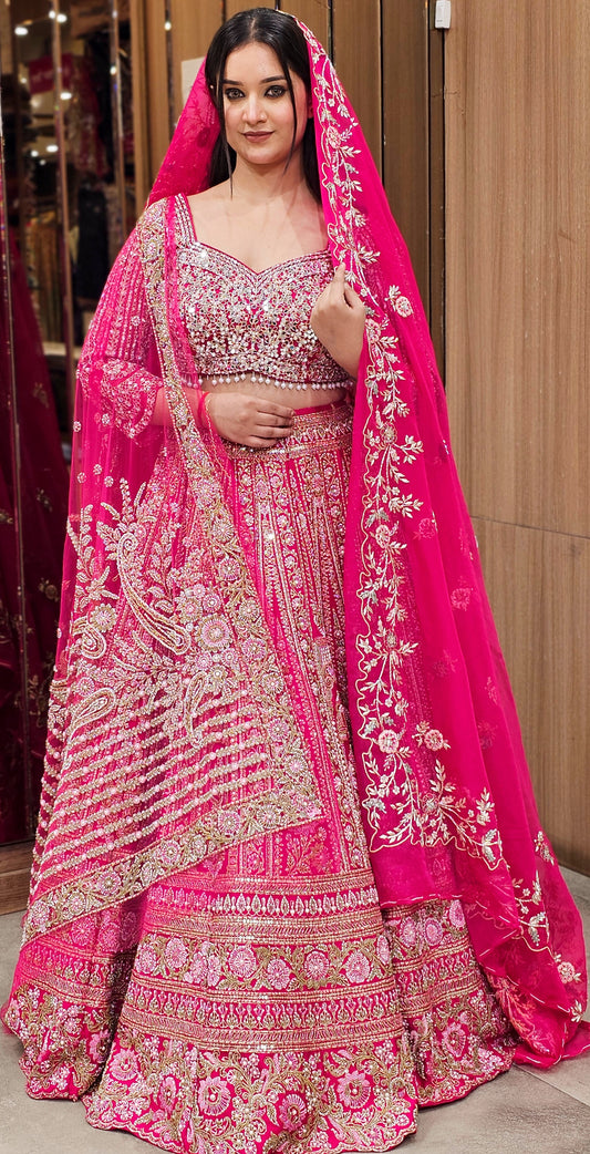 Elegant Pink Embroidered Lehenga Choli – Graceful Festive Wear