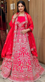 Imperial Red Bridal Ensemble – Exquisite Craftsmanship
