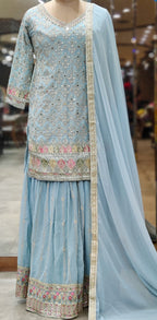 Sky Blue Sharara Suit – Serenity Meets Splendor