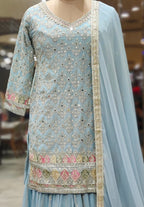 Sky Blue Sharara Suit – Serenity Meets Splendor