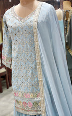 Sky Blue Sharara Suit – Serenity Meets Splendor