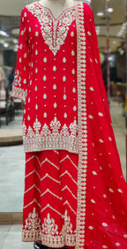 Cherry Red Sharara Suit – Bold Beauty with Regal Grace